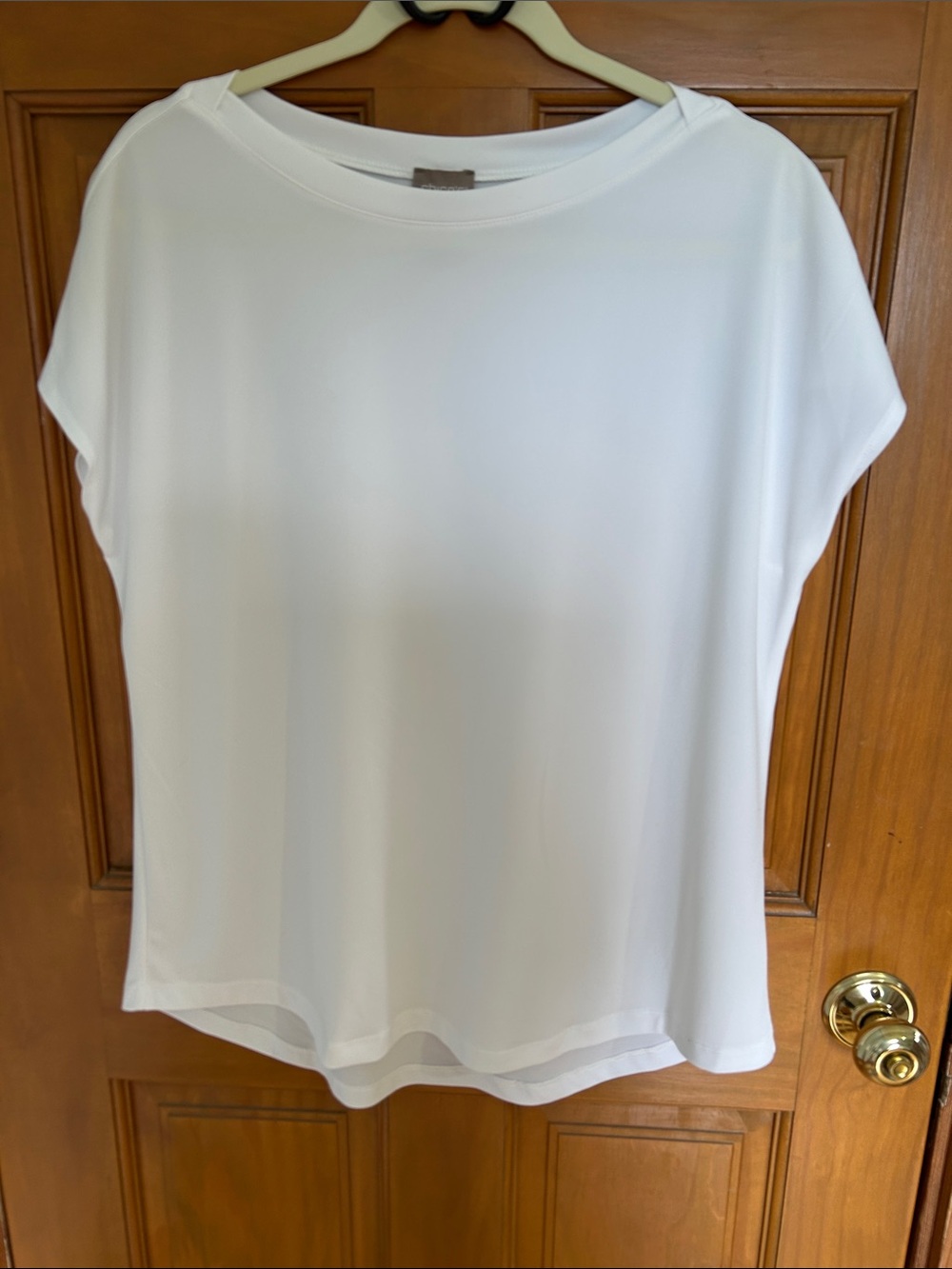 Chico's White Short Sleeve Boatneck Top